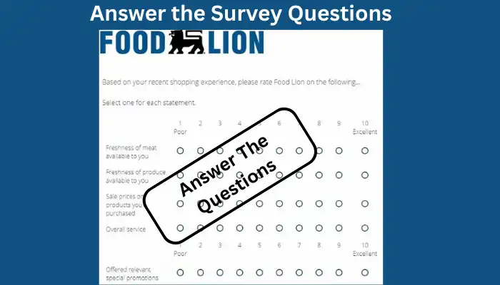 TalktoFoodLion  Survey Questions Screenshot